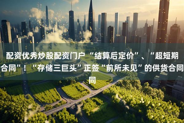 配资优秀炒股配资门户 “结算后定价”、“超短期合同”！“存储三巨头”正签“前所未见”的供货合同